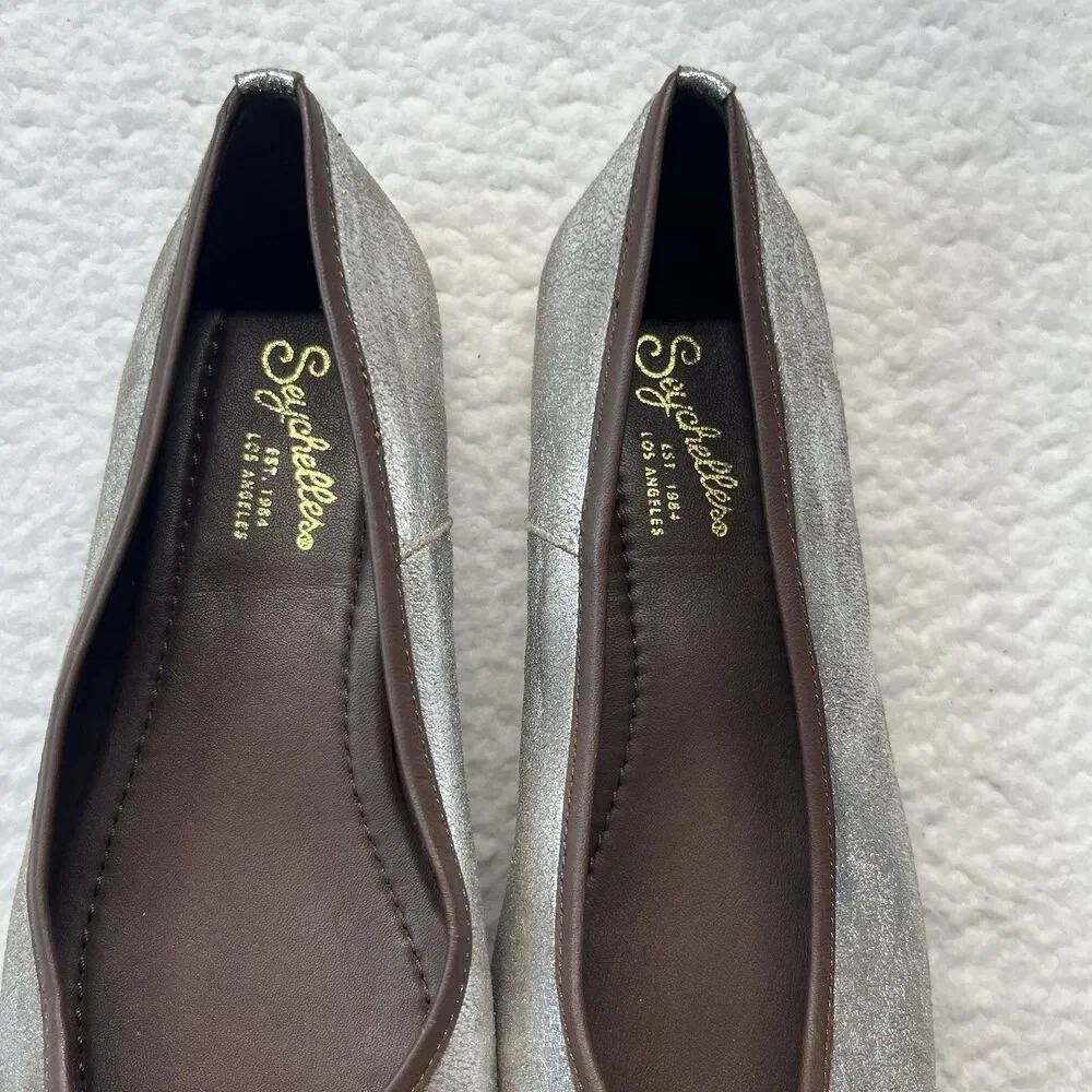 Seychelles Flats Womens 8.5 Distressed Metallic Leather Ballet Minimalist Corp